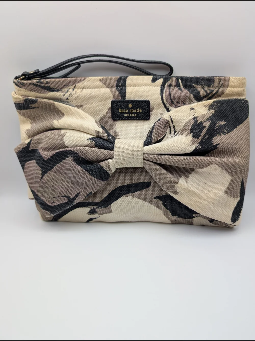 kate spade Floral Bow Canvas Wristlet in Neutral Tones 10